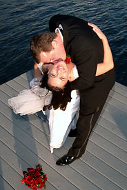 Wedding Couple Kissing Lake Tahoe Dock Water