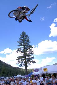Mountain Biker Flying Through Air