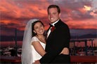 Wedding Couple Hugging Tahoe Sunset